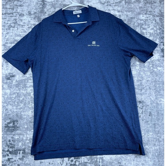 Peter Millar Other - Peter Millar Golf Polo Shirt Men's L Royal Blue Tonal Floral Performance Stretch